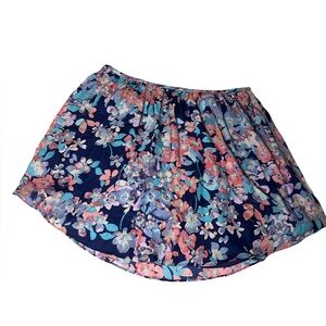 Lauren Conrad Floral Mini Skirt | Navy Blue | Side Zipper | Size L